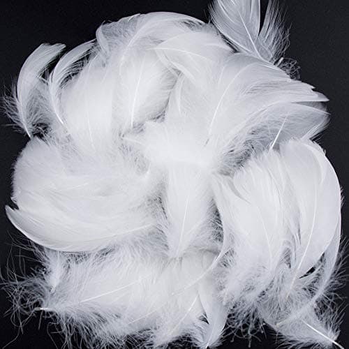 Suneast Lot de 300 Plumes d'oie pour Loisirs Créatifs, Attrape-Rêves, Boucles d'oreilles, Mariage, Festival, Décoration de Fête Prénatale - Blanc, 5-8cm