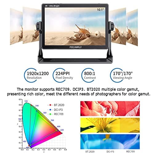 Feelworld LUT11S 10.1 Pouces Écran Tactile de pour Appareil Photo Reflex numérique avec Ultra luminosité 2000nits, 3G-SDI 4K HDMI 1920x1200 Compatible avec DJI(SDI and HDMI)