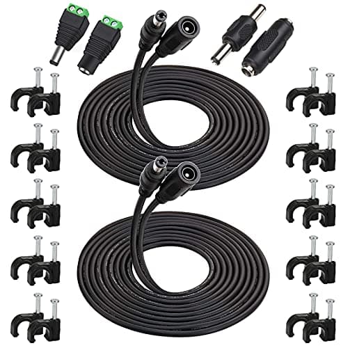 GTIWUNG 2 Pièces 5 Mètres Rallonge Cordon d'alimentation DC 2,1mm x 5,5 mm Mâle à Femelle Connecteur pour Adaptateur Secteur, LED, CCTV Camera Power, Voiture, Moniteurs, et Plus - Noir