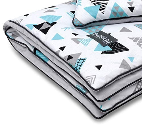 Bellochi Set de Couette Bebe 75x100 cm et Coussin Enfant 30x40cm - Couverture Enfant Réversible et Entièrement Lavable - 100% Coton - Tresor