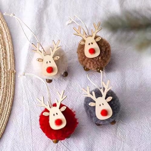 Decoration Sapin Noel Pendentif,8 Pièces Bois Pendentifs Decoration Noël,Naturel Ornements D'arbres de Noël Cadeau Mignonne pour la Décoration de la Maison