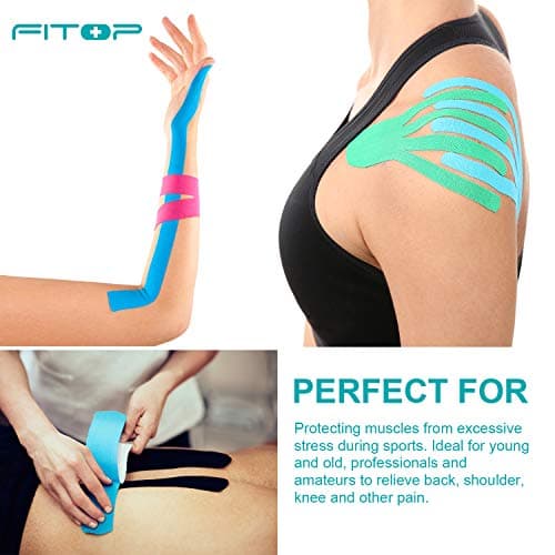 PHYTOP Bande Kinesiologie Tape 12 rouleaux Strap Kinesiologie en couleurs mélangées arc-en-ciel, K Tape pour le Sport, Support Musculaire et Articulaire