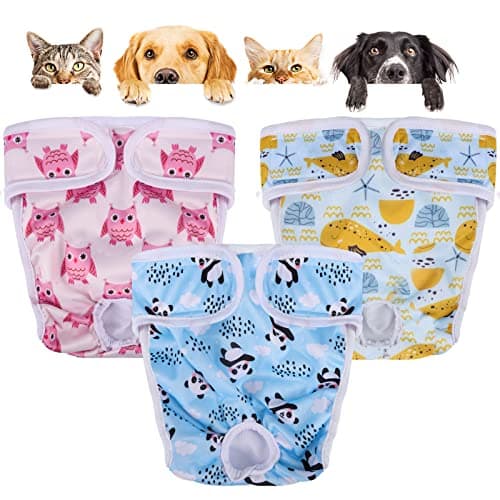 Czemo Lot de 3 Couche pour Chien Lavable, Couches Réutilisable Chien Incontinent Culotte pour Chien Femelle en Chaleur, Convient Aux Petits, Moyens et Grands Chiens (XL)
