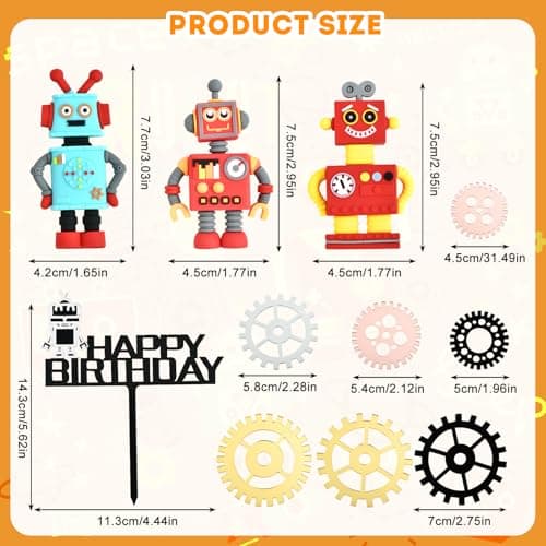 Décoration Gâteau Robot, 11 Pièces Cupcake Topper Robot, Robot Anniversaire Cake Topper, Cake Décoration Robot, Cake Topper Robot, Robot Party Gâteau Décoration, Gear Gâteau Topper