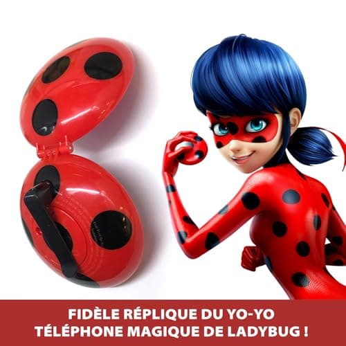 Bandai - Miraculous - Téléphone Magique de Ladybug - Accessoire de Role Play pour se déguiser en Ladybug - Jouet Miraculous sonore et Lumineux - Parle Français - Jouet Enfant 4 Ans et + - P50629