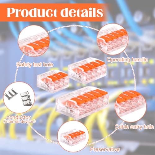 50 Pieces Connecteurs Électriques Rapide avec Levier, Connecteur Electrique, Connecteur d'écrou de Levier, Pour Fil de Câble Peut Être Librement Combiné,PA/PC Ignifuge