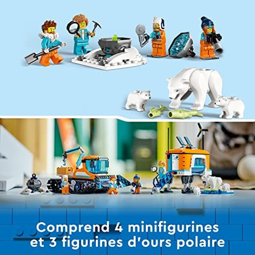 LEGO City Le Camion d’Exploration Arctique et Le Laboratoire Mobile, Jouet pour Enfants Dès 6 Ans, Garçons, Filles, Set sur la Science avec Véhicule, et 3 Figurines d'ours Polaire 60378