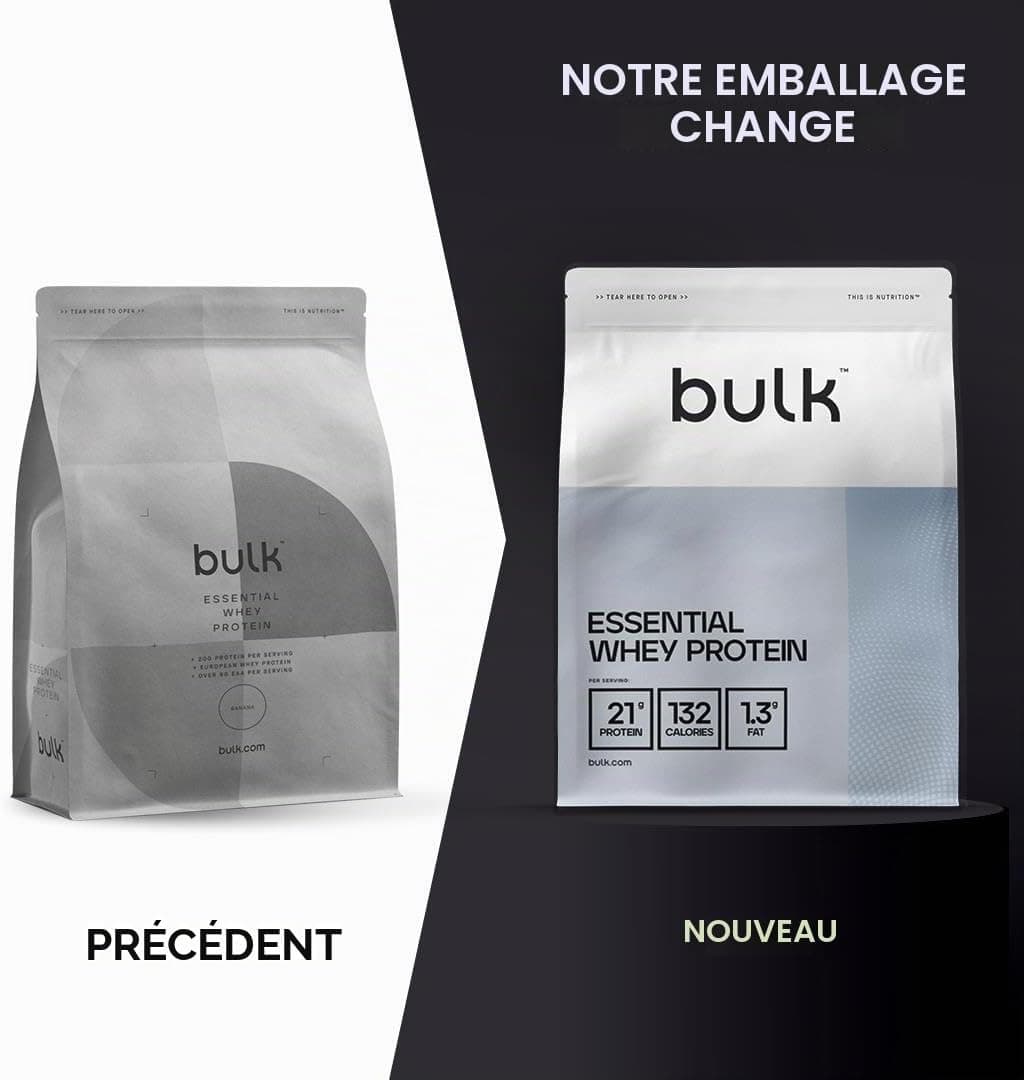 Bulk Protéines De Lactosérum Essentielles, Vanille, 1kg, 28 Portions, Lisse et onctueux, Idéal pour les shakes, Smoothies et pâtisseries, Les emballages peuvent varier