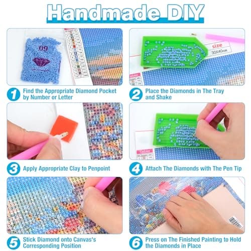 TRUEIN 5D Diamond Art Painting Personnalisé, 30x40cm/12x16in Canevas Kit Complet Adulte Peinture Diamant Artisanat Strass Painting Diamant Painting Stitch pour Adultes, Enfants, Décoration Intérieur