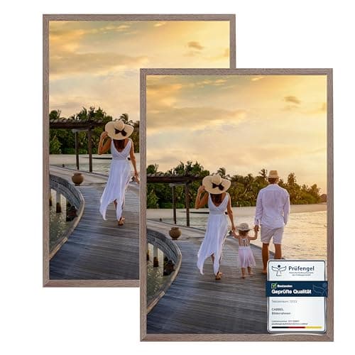 CABBEL Lot de 2 cadre photo 50x70 Cadre en bois MDF avec verre acrylique incassable en Chêne foncé