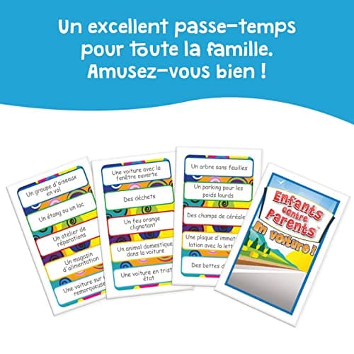 Enfants Contre Parents. en Voiture! Jeu de Voyage Jeux de Société pour Enfants et Adultes Quiz Jeu de Cartes 6 Ans