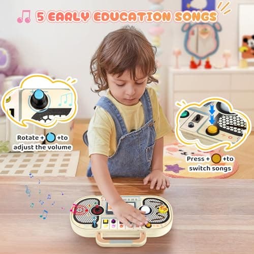 Ovshnrr Montessori Busy Board, Tableau Montessori Magnétophones Planche d'activités, Interrupteur de Circuit LED Jouets Sensoriels, pour Motricit Enfant Parcours de 1 à 3 Ans