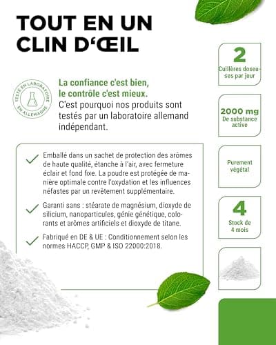 Poudre de D-mannose - 250 g - (4,1 mois d'approvisionnement) - Issu de la fermentation végétale - Pur & naturel - Sans additif - Vegan