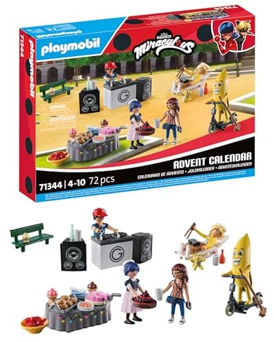 Playmobil 71344 Calendrier de l'Avent Miraculous Ladybug: Pique-Nique à Paris - Comprend Cinq Personnages et 24 Surprises excitantes - Dès 4 Ans