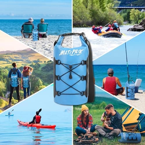 MATEPROX Sac Sec étanche 5L 10L 20L Dry Bag Sack avec Sangle réglable, Sac étanche pour Kayak, Randonnée, Rafting et Camping avec Pochette étanche pour Téléphone-10L Bleu