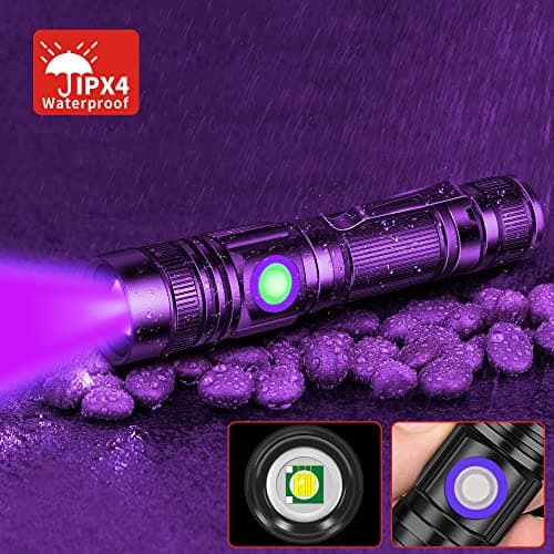 DARKBEAM Lampe Torche UV Lamp Lumière Noire 395nm rechargeable Wood's lampe, Blacklight Ultraviolet Portable Mini Torch LED avec clip, Détecteur d'urine pour animaux, Durcissement de résine, Lot de 2