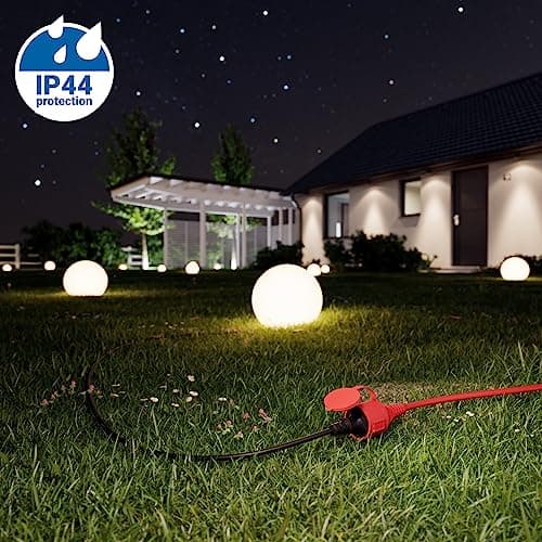 deleyCON 25m Câble de Rallonge Outdoor - Extrêmement Résistant Aux Intempéries Câble en Caoutchouc IP44 pour L'extérieur - Fiche Contact Protection Type F (CEE 7/4) sur Prise Femelle (CEE 7/3) Rough