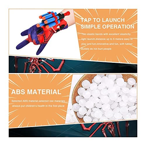 PTBWS Gant de Lanceur Spiderman, 2 Set Gant en Plastique, Jouets de Poignet Lanceur de héros d'araignée, pour Enfants pour la fête de Cosplay (B)