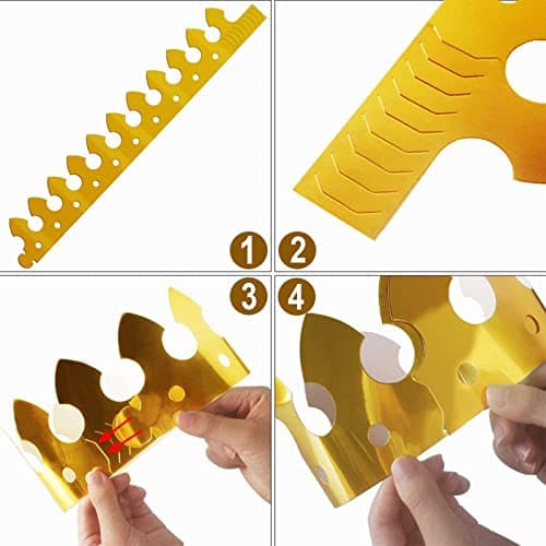 Couronne Chapeau de Fête, 28 Pièces Couronne en Papier Doré pour Anniversaire Célébration Bébé Douche Accessoires Photo, Chapeau Couronne en Papier a 9 Trous pour Ajuster la Taille(2 Styles)