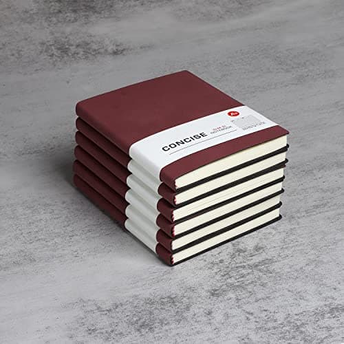 A6 Carnet de Notes Cahier En Cuir PU, Carnet Ligné A6 Papier Crème, Cahier de Travail 10,5 * 14 cm, Journal de Voyage Pour Études Bureau École Rédaction Prise de Notes, Rouge 6pcs