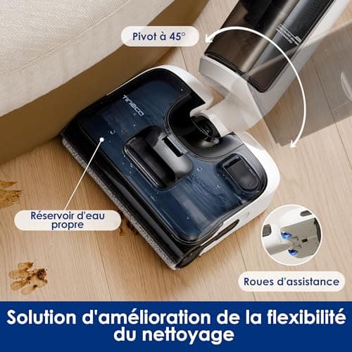 Tineco Floor One Stretch S6 Aspirateur Eau et Poussière Laveur de Sols, Conception Plate à 180°, Hauteur compacte de 13 cm, Auto-Nettoyage Flashdry à 70°C en 5 Min, Nettoyage des Bords sur Trois Faces