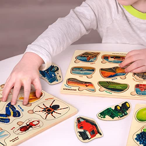 Jouet Puzzle Enfant 1 2 3 4 Ans by QUOKKA - 6 Jeux Montessori en Bois avec Animaux - Bebe Cadeau Educatif pour Garcon et Fille