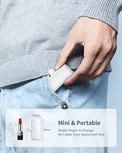 Mini Batterie Externe pour iPhone 4500 mAh, Batterie Externe 12W PD Charge Rapide, Petite Batterie Externe Compatible avec iPhone 14/14 Pro Max/13 Pro/13/12/11/XS/XR/8/7/6 - Blanc