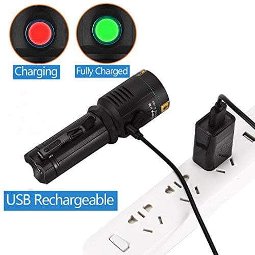 Alonefire X901UV 10W 365nm Lampe Torche UV LED Puissante Rechargeable USB Ultraviolet Lumière Noire Détecteur D'urine pour Résine, Peinture, Fluoresceine avec Lunettes de Protection UV, Pile Incluse