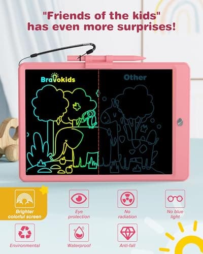 Bravokids Tablette Enfants pour Jouet Enfant 3 4 5 6 7 8 Ans, 10 Pouces Tablette Dessin Tablette d'écriture LCD, Ardoise Magique Jouets Educatif pour Filles Garçons Enfant (Rose)