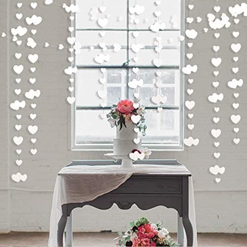 Lot de 4 décorations de fête en Papier Double Face à Suspendre en Forme de cœur Blanc pour Anniversaire, Mariage, fiançailles, Enterrement de Vie de Jeune Fille, vitrine, Maison, Jardin, fête de Rome