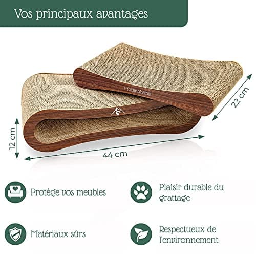 Pfotenolymp Griffoir Chats Premium/Meuble Grattoir Chats - Planche à Gratter/Griffoir pour Chats – Griffoir Chats Carton Ondulé et Herbe à Chat - Planche à Gratter en Carton