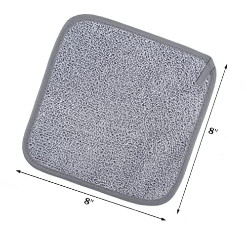 Polyte - 6 serviettes démaquillantes/pour le visage - en microfibres - hypoallergénique/sans produits chimiques - gris - 20 x 20 cm