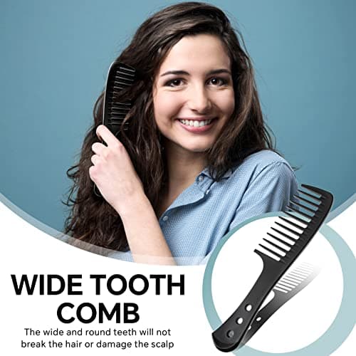 Peigne à Dents Larges Peigne de Requin Peigne de Cheveux pour Coiffure Peigne à Cheveux pour Hommes Femmes 3 Pièces Noir