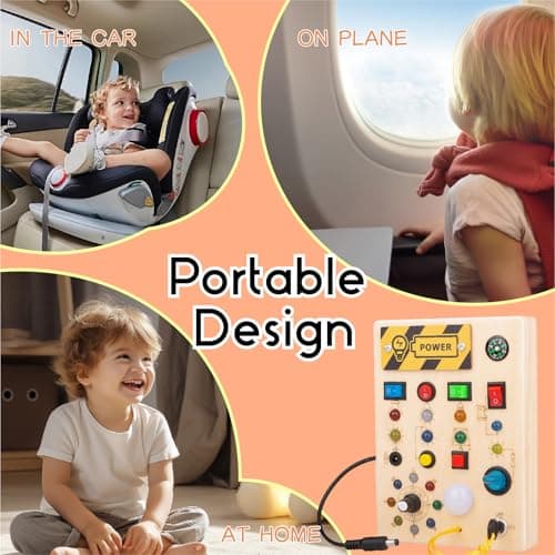 Yexati Busy Board Montessori 1 an, Planche d'Activité avec 10 Interrupteurs et 17 Lumières LED, Jouet Sensoriel pour Bébé et Enfants à partir de 1、2、3、4 Ans