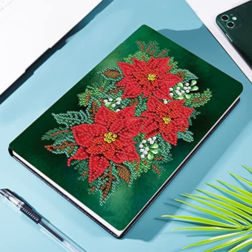 DCIDBEI DIY Cahier d'écriture de Coquelicots Rouges A5 de Peinture au Diamant Bloc Note, Fournitures Scolaires Rentrée Scolaire, Journal d'enfants Diamond Painting Cadeaux d'anniversaire 100 Pages