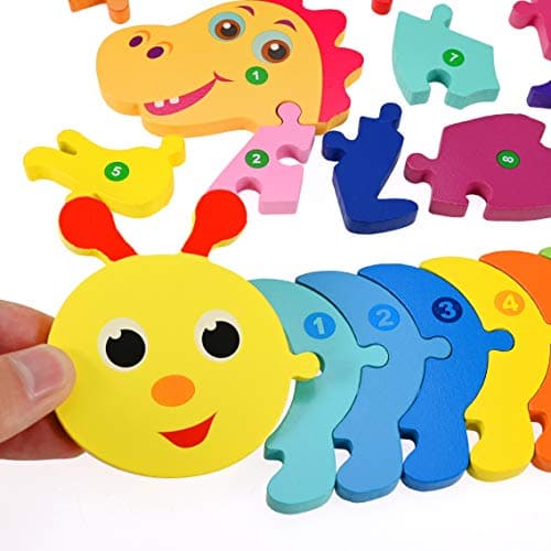 faburo 4PCS Animaux Puzzles en Bois, Jigsaw Puzzle Jouets, Bébé Puzzle à Encastrements, Jouets Montessori Educatif Apprentissage pour Enfant 3 Ans et + (Grande 30 * 12cm)