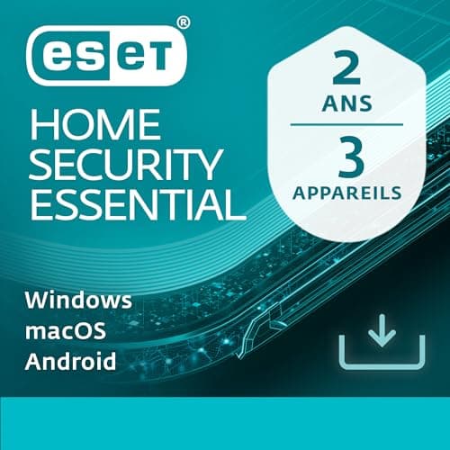 ESET HOME Security Essential 2024 | 3 Appareils | 2 ans | Suite de sécurité, Protection des paiements, Pare-feu, Protection de la webcam | Windows, MacOs & Android | Code d'activation envoi par email