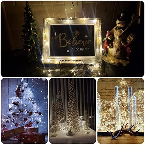 Hossom 12 Pièces Guirlande Lumineuse à Fil, Guirlande Led à Pile, Guirlandes Lumineuses pour éclairage intérieur et extérieur, Jardin, Chambre, Décoration de Mariage, Fête, Noël, Décoration d'arbre