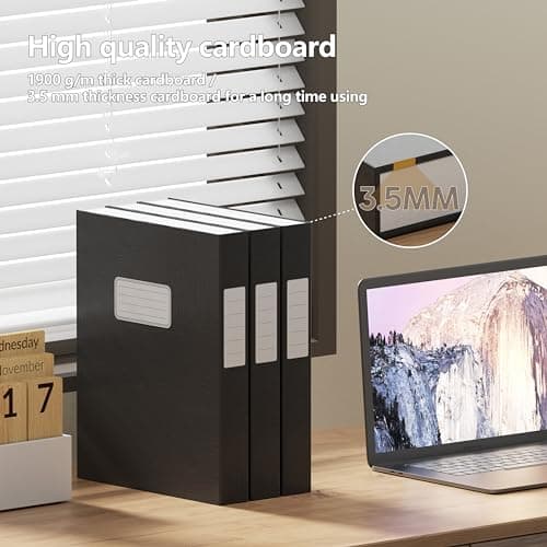 JiaWei Lot de 3 Boîtes de classement avec Couvercle Magnétique, dos de 40 mm, en Carton Extra Fort de 1800 g/m2 avec étiquettes remplaçables pour DIN A4 - Noir
