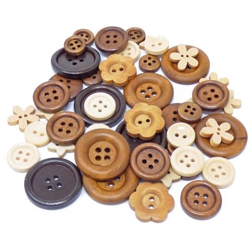Wedding Touches Lot de 50 boutons en bois naturel shabby chic pour confection de cartes