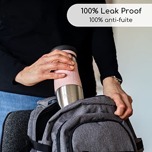 Milu Mug Isotherme Etanche 370ml, 450ml I Thermos Café-Thé I Tasse isolée pour café et thé à emporter, Double Paroi Isolée sous Vide, Acier Inoxydable I Tasse de voyage Chaud & froid (370ml, Rose)