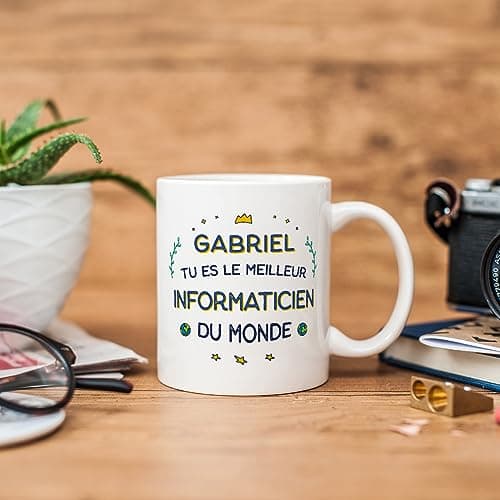 Mugffins Tasses Personnalisables pour INFORMATICIEN homme - En Français - Cadeau Personalisé- Meilleur du Monde - 11 oz / 330 ml