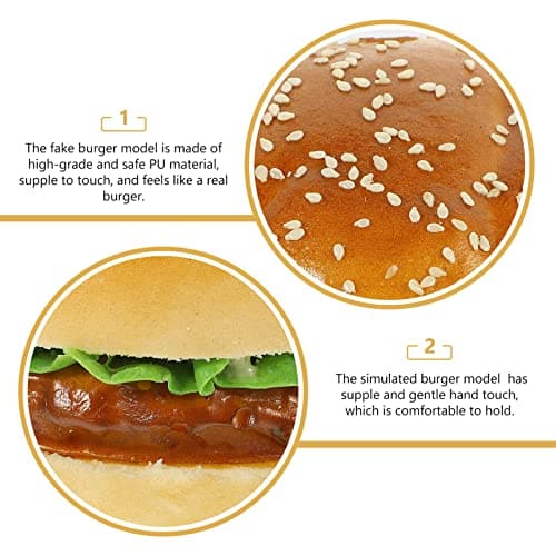 Amosfun Burger en Simulation Réaliste pour Photographie de Nourriture - Accessoire de Cuisine pour Enfants, Jouet Éducatif en Bois pour Dinette, Idéal à Partir de 2 Ans