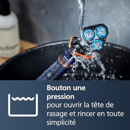 Philips 5000X Series - Rasoir électrique 100 pourcent étanche, Technologie SkinProtect, Tête flexible à 360°, Charge rapide, Capot de protection, Orange, modèle X5012/00