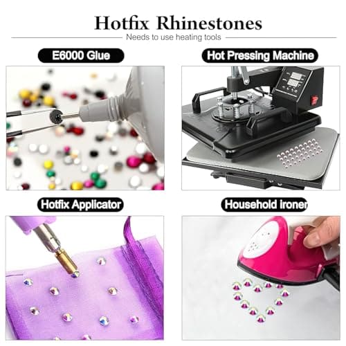 YHMQ DU 6616 Pièces Chemise en Tissu de Verre Cristal Strass Hotfix Rouge Foncé pour Vêtements Dos Plat Étincelant Rond avec Pince à Épiler et Stylo pour Collection (Ensemble SS6 ~ SS30)
