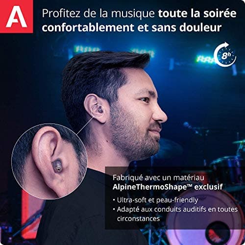 Alpine MusicSafe Bouchons d'oreilles : protection auditives pour musiciens - Haute fidélité du son - 2 jeux de filtres Interchangeables - Hypoallergénique et Réutilisables - Embouts transparents