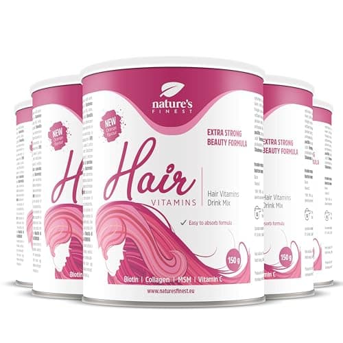 Nature's Finest by Nutrisslim Vitamines Pour Cheveux, Pour Femme, Aide au Lissage et à la Repousse des Cheveux, Riche en Biotine, Réduit la Perte de Cheveux, Avec Collagène, MSM, Vitamine C