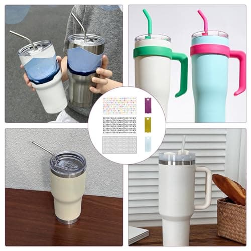 3Pcs Personnalisés Plaque Nominative pour Stanley 40 oz,Tag de Nom de Couvercle en Tasse Acrylique Avec Autocollant de Lettre,Accessoires de Couvercle en Tasse pour Bouteille D'eau (Rose,Doré,Argent)