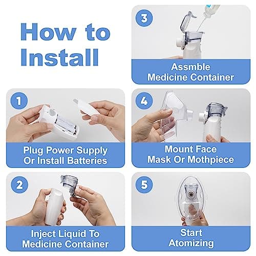Nébuliseur Inhalateur Silencieux,Aerosol avec Embout et Masque,Portable Nébuliseur Silencieux Pour le appareil respiratoire