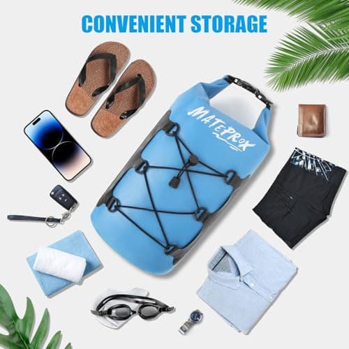MATEPROX Sac Sec étanche 5L 10L 20L Dry Bag Sack avec Sangle réglable, Sac étanche pour Kayak, Randonnée, Rafting et Camping avec Pochette étanche pour Téléphone-10L Bleu